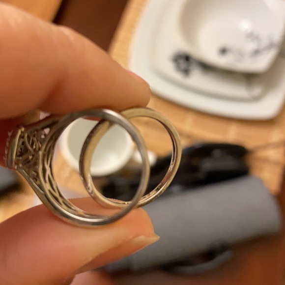 Platinum diamond ring wedding set - Picture 6 of 8